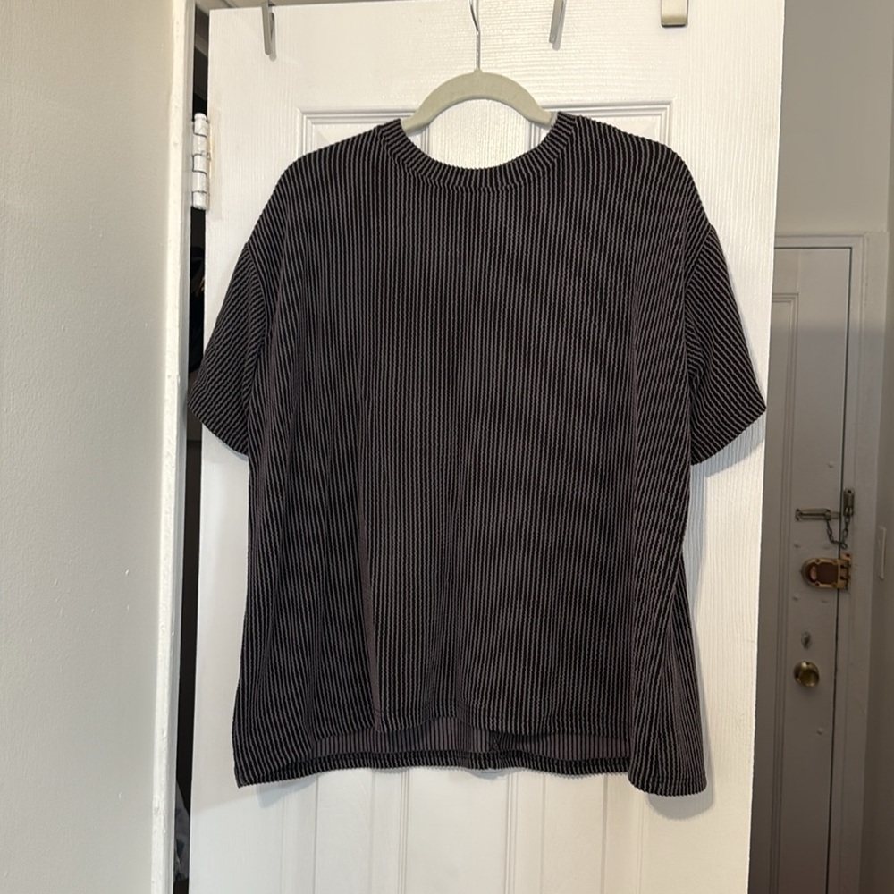 Black Ribbed Short Sleeve Matching Set - Picture 2 of 6